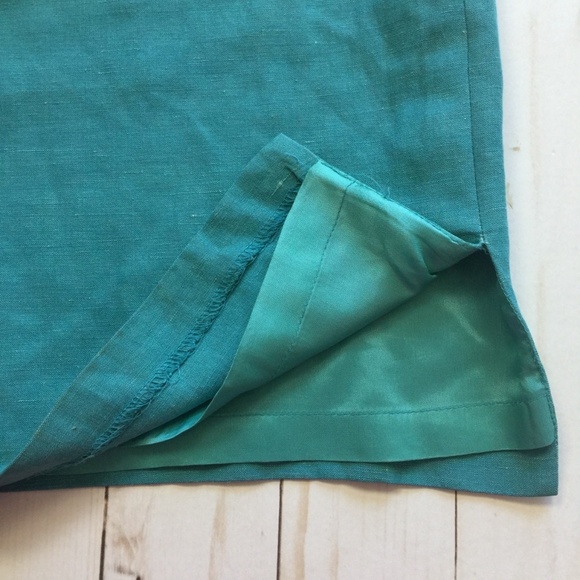 ISABELLA BIRD Silk Linen Turquoise Sheath Dress 8 - Picture 8 of 8